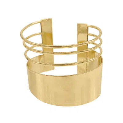 Adornia 14k Gold Plated Multi Strand Tall Cuff Bracelet In Gold