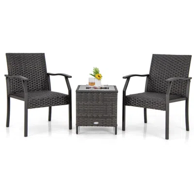 Hivvago 3 Piece Patio Wicker Chair Set With Quick Dry Foam Cushions All Weather