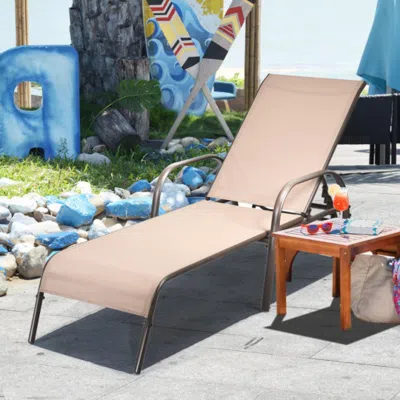 Hivvago Adjustable Patio Chaise Folding Lounge Chair With Backrest-black