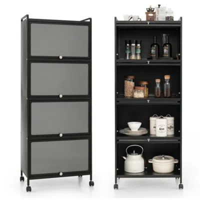 Hivvago 5-tier Kitchen Baker's Rack With Flip-up Pc Doors-black