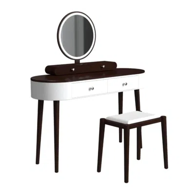 Hivvago Makeup Vanity Table Set With Led Mirror And 3 Spacious Drawers-white-brown
