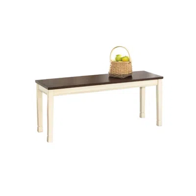 Quikfurn Kitchen Seating Wooden Bench In White And Brown Finish