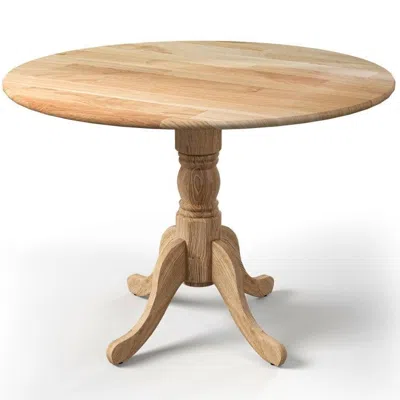 Quikfurn 40-inch Round Solid Wood Farmhouse Kitchen Dining Table In Natural Wooden Finish