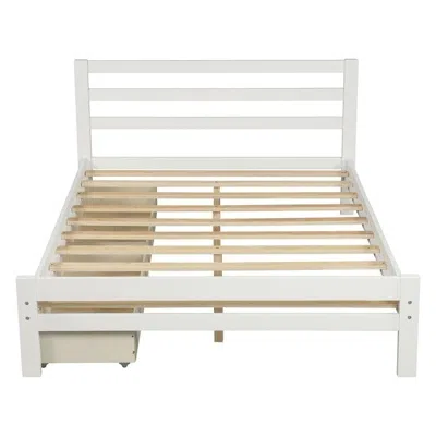 QUIKFURN FULL SIZE WHITE LOW PROFILE 2 DRAWER STORAGE PLATFORM BED 