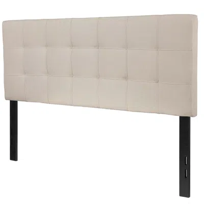 Quikfurn Full Size Beige Taupe Fabric Box-stitch Upholstered Headboard