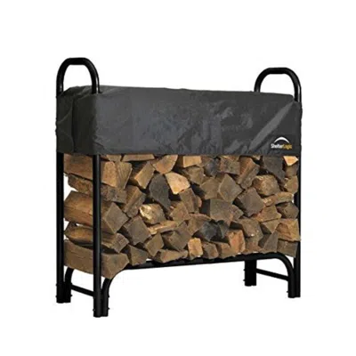 Quikfurn Outdoor Firewood Rack 4-ft Steel Frame Wood Log Storage With Cover