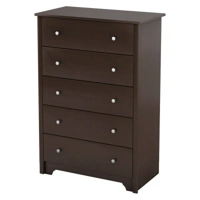 Quikfurn Dark Brown Chocolate Wood Finish 5-drawer Bedroom Chest Of Drawers