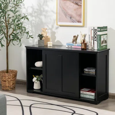 Hivvago Kitchen Storage Cupboard Cabinet With Sliding Door-black