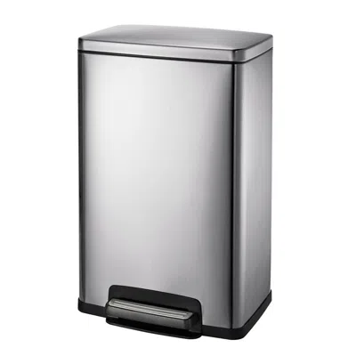 Quikfurn 13-gallon Kitchen Trash Can With Step Lid In Stainless Steel Finish