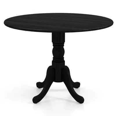Quikfurn Black Solid Wood 40-inch Round Kitchen Dining Table - Rustic Farmhouse