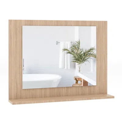 Hivvago Rectangle Bathroom Mirror With Shelf 23.5 X 17.5 Inch And Wood Frame-brown