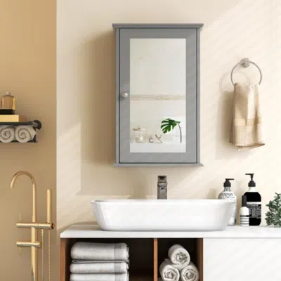 Hivvago Bathroom Wall Cabinet With Single Mirror Door-gray