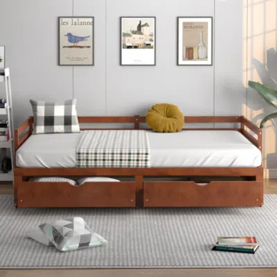 Hivvago Extendable Twin To King Daybed With Trundle And 2 Storage Drawers