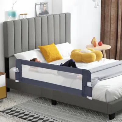 Hivvago 60-inch Foldable Bed Rail Swing Down Baby Bed Guard Rail With Adjustable Safety Strap-grey