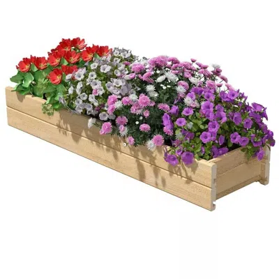 Quikfurn Unfinished Cedar Wood Garden Planter Box 46-inch X 11-inch - Made In Usa
