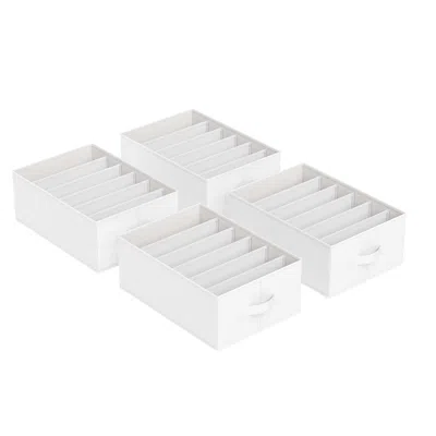Breebe Set Of 4 Wardrobe Clothes Organizer With 6 Grids Classic White