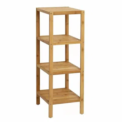 Quikfurn Solid Wood 4-tier Bathroom Storage Shelving Unit