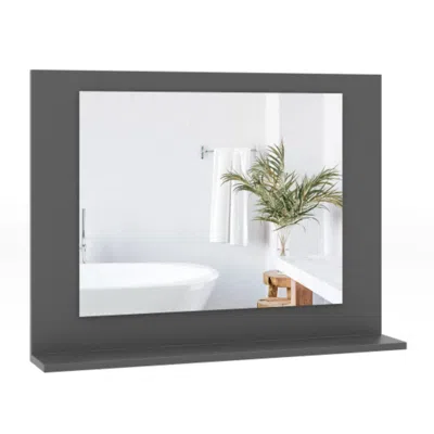 Hivvago Rectangle Bathroom Mirror With Shelf 23.5 X 17.5 Inch And Wood Frame-gray