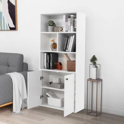 Hivvago 5-tier Freestanding Bookcase With Open Cubes And Adjustable Shelf-white