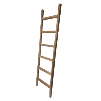 Homezia 6 Step Rustic Weathered Grey Wood Ladder Shelf