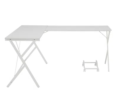Homezia 62" White L Shape Computer Desk