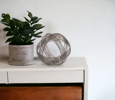 Homezia 7" Gray Metal Decorative Orb