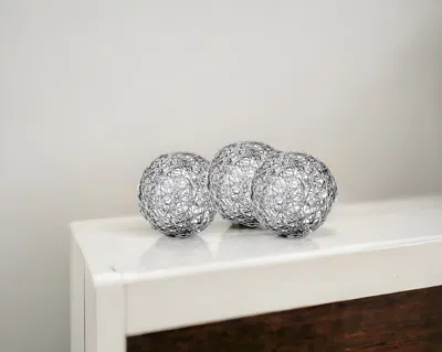 Homezia 6" Nickel Iron Decorative Orb Tabletop Sculpture