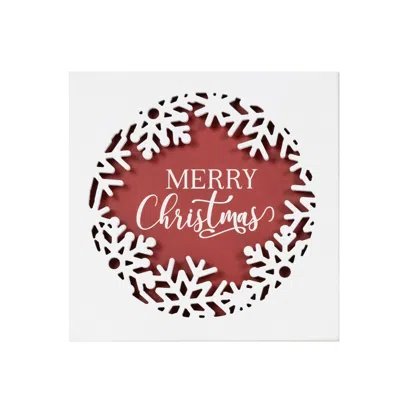 Houzbling Merry Christmas Plaque 12"sq Mdf/wood