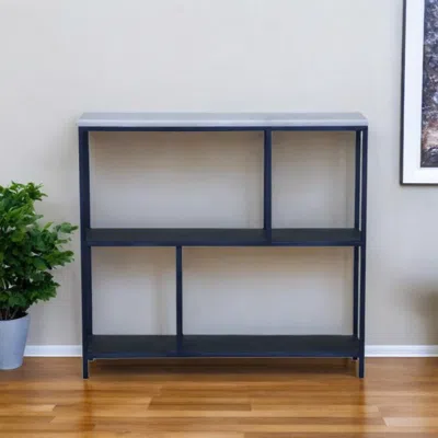 Homezia 30" Black And White Iron Three Tier Geometric Bookcase