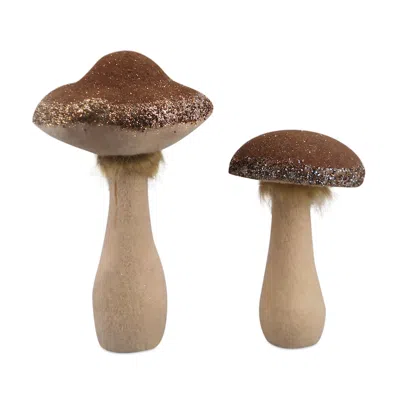 Houzbling Mushroom (set Of 2) 9.5"h, 13.5"h Foam/fabric