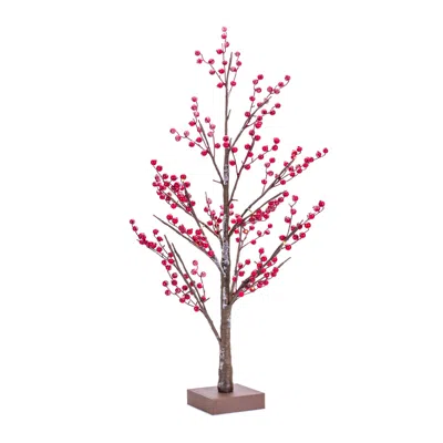 Houzbling Led And Berry Tree 38"h Paper/foam 3aa Batteries Not Included 6 Hr Timer