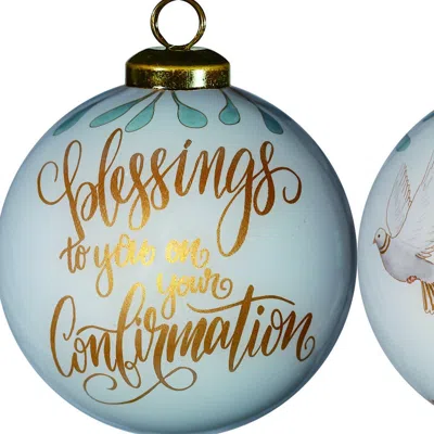 Homezia Gold Confirmation Hand Painted Mouth Blown Glass Ornament