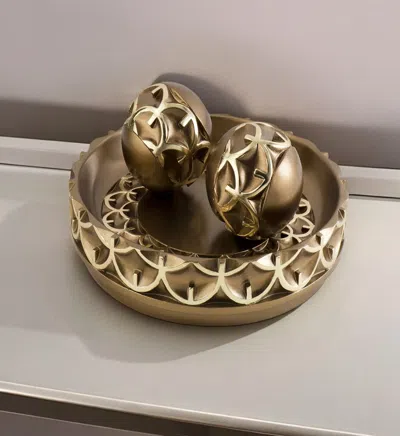 Homezia 12" Gold Polyresin Decorative Bowl