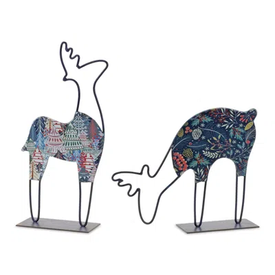 Houzbling Deer (set Of 2) 9.75"l X 8"h, 6"l X 12"h Iron