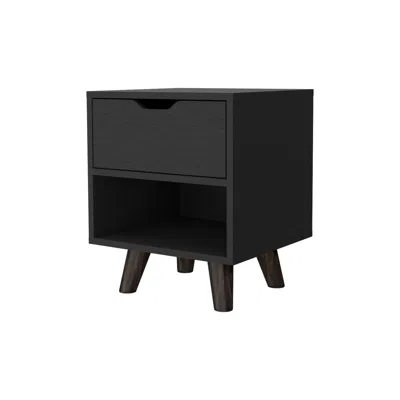Homezia 19" Black One Drawer Faux Wood Nightstand