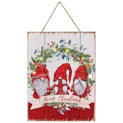 Homegifo Merry Christmas Gnomes Wood Sign With Led Lights