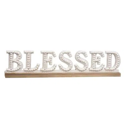 Homegifo Blessed Beaded White Wood Sitter