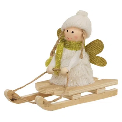 Homegifo Stuffed Angel On Wooden Sled