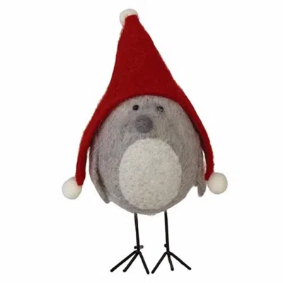 Homegifo *standing Felted Bird W/red Hat
