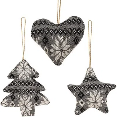 Homegifo Gray & Black Nordic Sweater Ornament 3 Asstd.