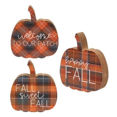 Homegifo Fall Sweet Fall Plaid Pumpkin Chunky Sitter 3 Asstd.