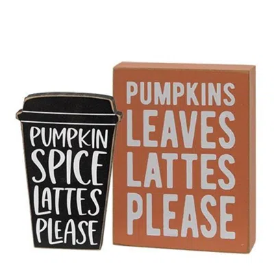 Homegifo 2/set Pumpkins Leaves Box Sign With Pumpkin Spice Chunky Sitter