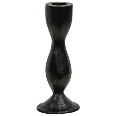 Homegifo Carved Hourglass Black Taper Holder 6.25"