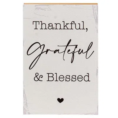 Homegifo Thankful Grateful & Blessed Shelf Sitter 5.5" X 8"