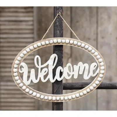 Homegifo *distressed Beaded Wall Sign 'welcome"
