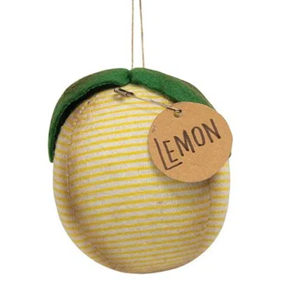 Homegifo *striped Fabric Primitive Lemon Ornament
