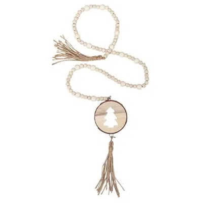 Homegifo *natural Wood Bead Tree Tag Garland