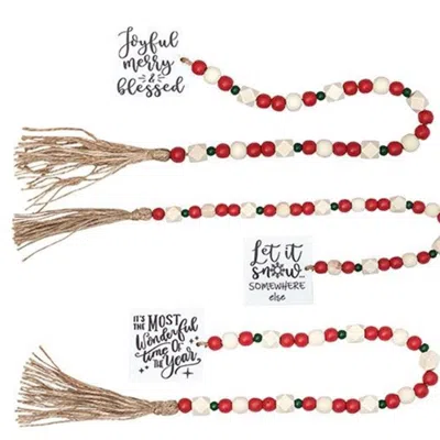 Homegifo *lg Winter Phrases Tassel Garland W/red/grn Beads 3 Asstd.