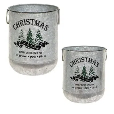 HOMEGIFO 2/SET CUT & CARRY CHRISTMAS METAL BUCKETS 