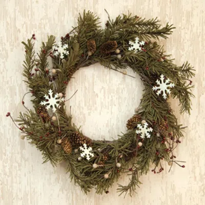 Homegifo Pine & Snowflakes Wreath - 15"